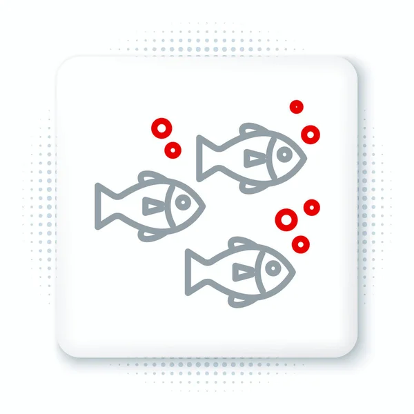 Línea Icono Pescado Aislado Sobre Fondo Blanco Concepto Esquema Colorido — Vector de stock