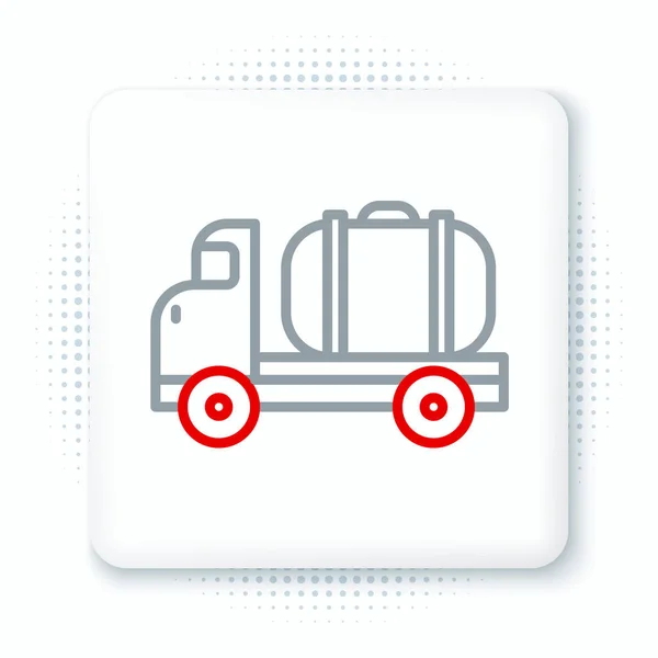 Ícone Caminhão Tanque Linha Isolado Fundo Branco Tanque Petróleo Camião —  Vetores de Stock