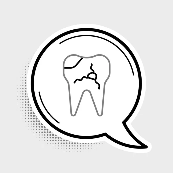 Linie Gebrochene Zähne Symbol Isoliert Auf Grauem Hintergrund Zahnproblem Ikone — Stockvektor