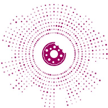 Beyaz arka planda izole edilmiş tatlı jöleli Mor Çörek. Soyut çember rastgele noktalar. Vektör.