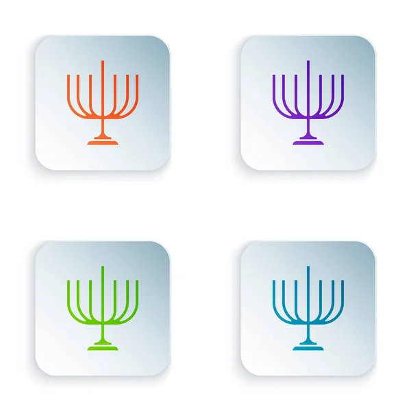 Color Icono Hanukkah Menorah Aislado Sobre Fondo Blanco Hanukkah Símbolo — Vector de stock