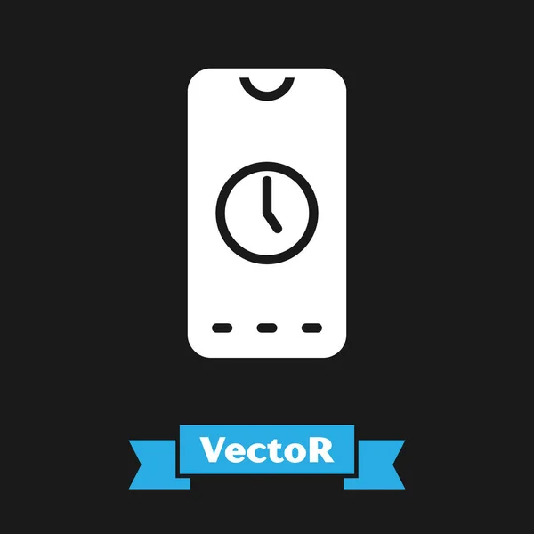 White Wecker App Smartphone Interface Symbol Isoliert Auf Schwarzem Hintergrund — Stockvektor