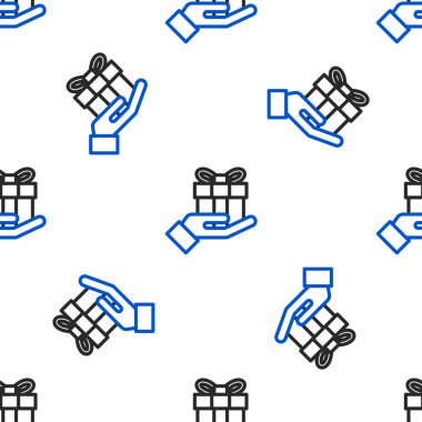 El simgesinde çizgi hediye kutusu beyaz arkaplanda izole edilmiş kusursuz desen. Mutlu Noeller ve mutlu yıllar. Renkli taslak konsepti. Vektör