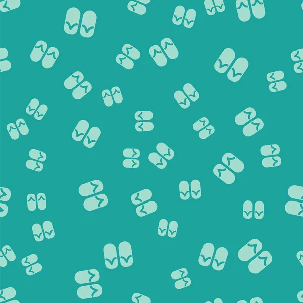 Green Flip flops ikona izolované bezešvé vzor na zeleném pozadí. Plážové pantofle. Vektor — Stockový vektor