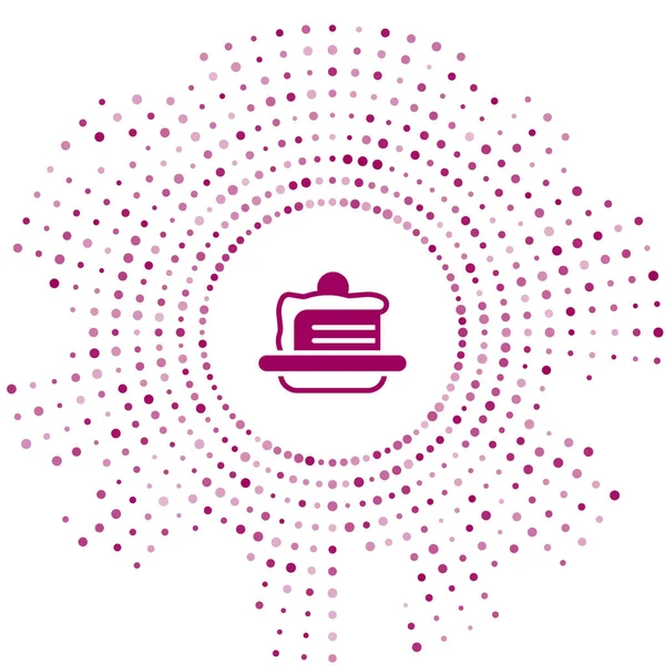 Beyaz arkaplanda Mor Kek simgesi izole edildi. Doğum günün kutlu olsun. Soyut çember rastgele noktalar. Vektör