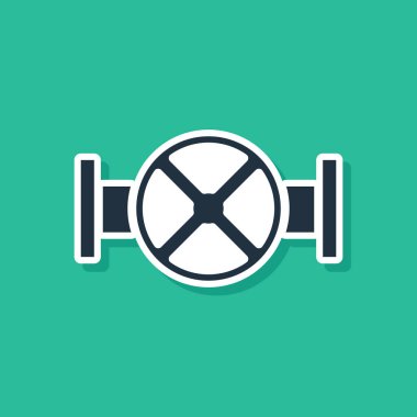 Mavi Endüstri metalik boru ve kapakçık ikonu yeşil arka planda izole edildi. Vektör