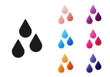 Siyah Su bırakma simgesi beyaz arkaplanda izole edildi. Simgeleri renklendirin. Vektör