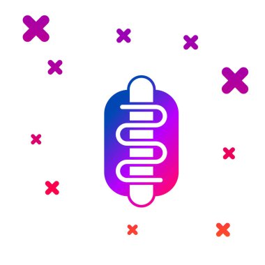 Beyaz arkaplanda izole edilmiş renkli Hotdog sandviç simgesi. Sosis ikonu. Fast food burcu. Kademeli rastgele dinamik şekiller. Vektör