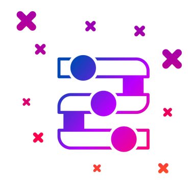 Beyaz arkaplanda renk grafiği, çizelge, diyagram, bilgi, turta grafik simgesi izole. Kademeli rastgele dinamik şekiller. Vektör