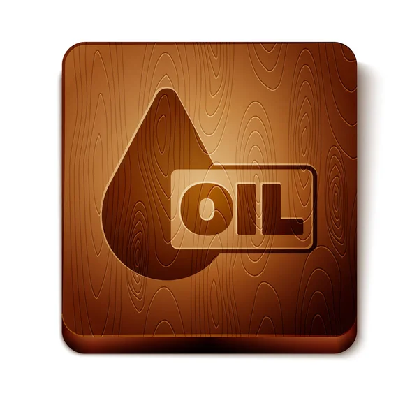 Brown Oil Drop Symbol isoliert auf weißem Hintergrund. Holzquadratischer Knopf. Vektor — Stockvektor