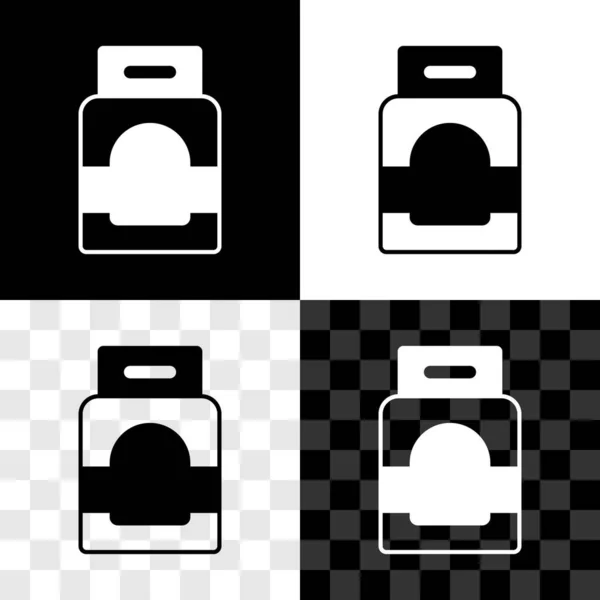 Set Waschmittel für automatische Waschmaschine Symbol isoliert auf schwarz-weißem, transparentem Hintergrund. Vektor — Stockvektor