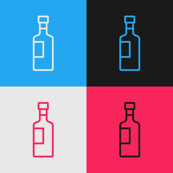 Pop konst linje Vinflaska ikon isolerad på färg bakgrund. Vektor — Stock vektor