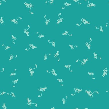 Yeşil çim biçme makinesi simgesi yeşil arka planda izole edilmiş pürüzsüz desen. Çim biçme makinesi çim biçiyor. Vektör