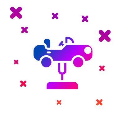 Oyun alanı simgesindeki renk değiştiren araba beyaz arkaplanda izole edildi. Çocuklardan oluşan atlı karınca. Eğlence ikonu. Kademeli rastgele dinamik şekiller. Vektör