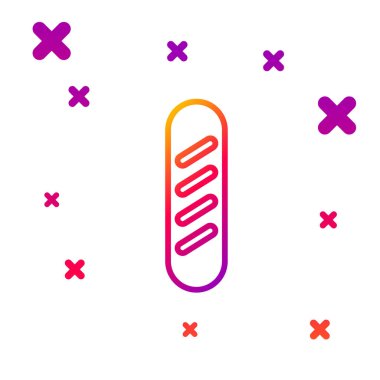 Beyaz arka planda izole edilmiş renkli Fransız baget ekmeği ikonu. Kademeli rastgele dinamik şekiller. Vektör