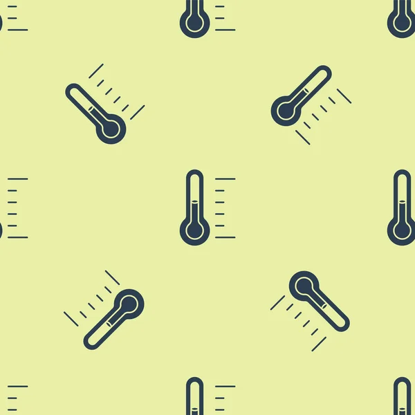 Ikon termometer Sauna biru mengisolasi pola mulus pada latar belakang kuning. Sauna dan peralatan mandi. Vektor - Stok Vektor