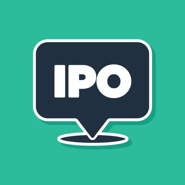 Blue IPO - initial public offering or stock market launch icon isolated on green background. Vector — Stock Vector