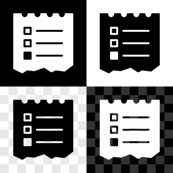 Set Shopping lista ikon isolerad på svart och vitt, transparent bakgrund. Vektor — Stock vektor