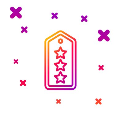 Beyaz arka planda izole edilmiş renkli askeri rütbe simgesi. Askeri rozet işareti. Kademeli rastgele dinamik şekiller. Vektör