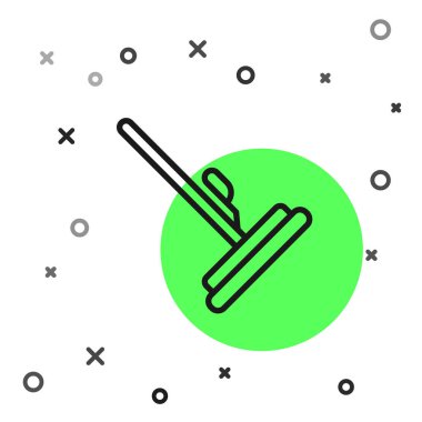 Siyah çizgi paspas simgesi beyaz arkaplanda izole edildi. Temizlik hizmeti konsepti. Vektör