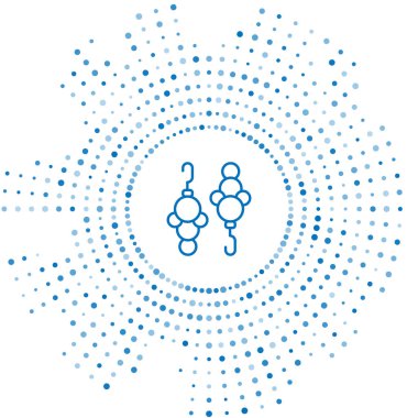 Mavi çizgili küpe simgesi beyaz arkaplanda izole edilmiş. Mücevher aksesuarları. Soyut çember rastgele noktalar. Vektör