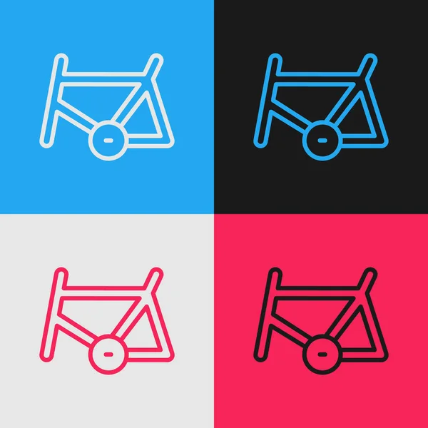 Pop art line Rama rowerowa ikona izolowana na tle koloru. Wektor — Wektor stockowy
