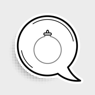 Gri arka planda izole edilmiş çizgi Noel topu ikonu. Mutlu Noeller ve mutlu yıllar. Renkli taslak konsepti. Vektör