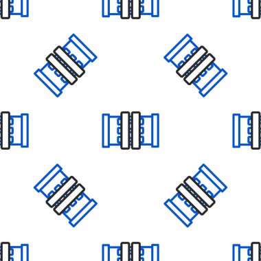 Çizgi Endüstrisi metalik borular ve kapakçık ikonu beyaz arka planda izole edilmiş pürüzsüz desen. Renkli taslak konsepti. Vektör