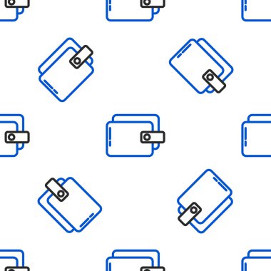 Çizgi Cüzdan simgesi beyaz arkaplanda kusursuz desen izole etti. Çanta ikonu. Nakit tasarruf sembolü. Renkli taslak konsepti. Vektör