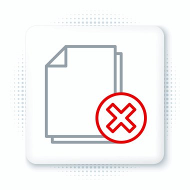 Beyaz arkaplanda izole edilmiş dosya simgesini sil. Reddedilmiş belge simgesi. Kağıt üzerinde çarmıh. Renkli taslak konsepti. Vektör