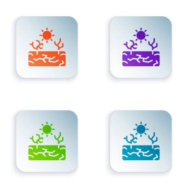 Renk Kuraklığı simgesi beyaz arkaplanda izole edildi. Kare düğmelere renkli simgeleri yerleştir. Vektör