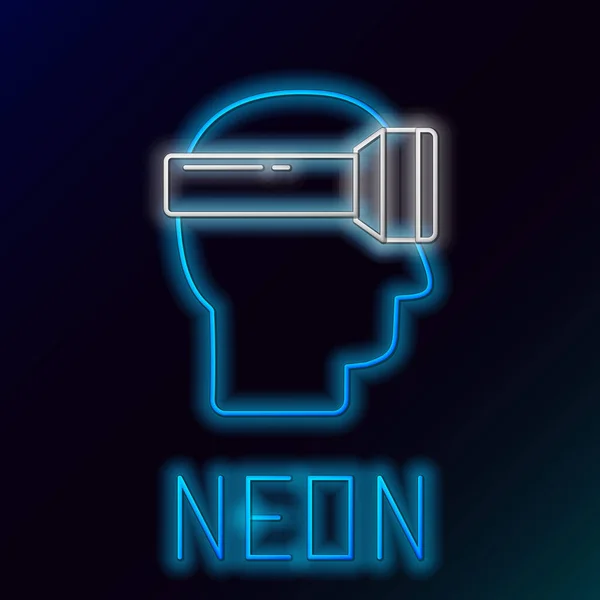 Gloeiende neon lijn Virtual reality bril pictogram geïsoleerd op zwarte achtergrond. Stereoscopisch 3d vr masker. Kleurrijk concept. Vector — Stockvector