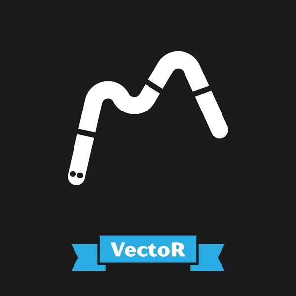 White Jelly Würmer Süßigkeiten Symbol isoliert auf schwarzem Hintergrund. Vektor — Stockvektor