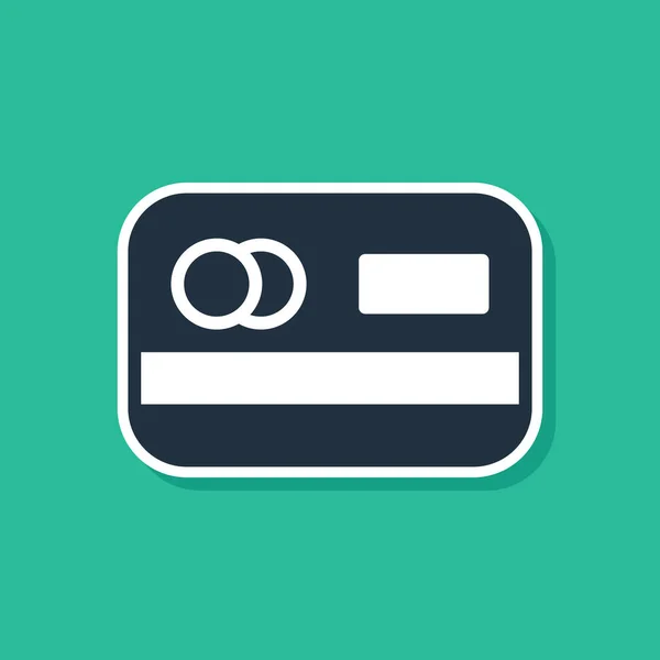 Ikona modré kreditní karty izolované na zeleném pozadí. Online platba. Výběr hotovosti. Finanční operace. Nákupní značka. Vektor — Stockový vektor