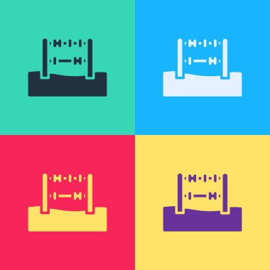 Pop Art Abaküs simgesi renk arkaplanında izole edildi. Geleneksel sayım çerçevesi. Eğitim işareti. Matematik okulu. Vektör