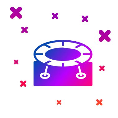 Beyaz arkaplanda izole edilmiş renkli trambolin ikonu. Kademeli rastgele dinamik şekiller. Vektör