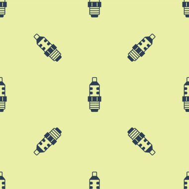 Mavi araba buji ikonu sarı arka planda izole edilmiş pürüzsüz desen. Araba elektrikli mumu. Vektör