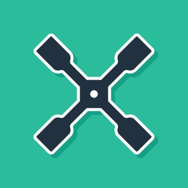 Mavi Tekerlek anahtarı simgesi yeşil arkaplanda izole edildi. Tekerlek desteği. Vektör