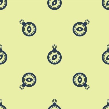 Mavi Pusula simgesi sarı arkaplandaki kusursuz deseni izole etti. Rüzgâr yön bulma sembolü. Rüzgar gül işareti. Vektör