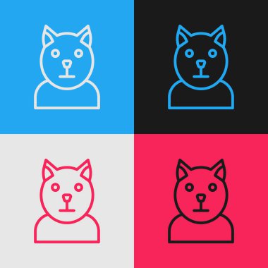 Pop sanat çizgisi kedi simgesi renk arkaplanında izole edildi. Hayvan sembolü. Vektör