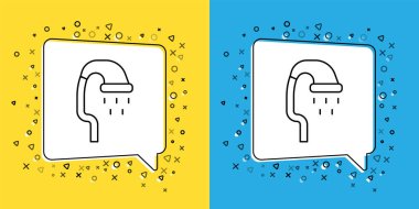 Sarı ve mavi arkaplanda izole edilmiş evcil hayvan duş ikonu ayarla. Vektör