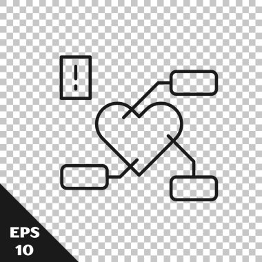 Siyah çizgi Sağlıklı Kalp ikonuna dikkat şeffaf arkaplanda izole edildi. Vektör