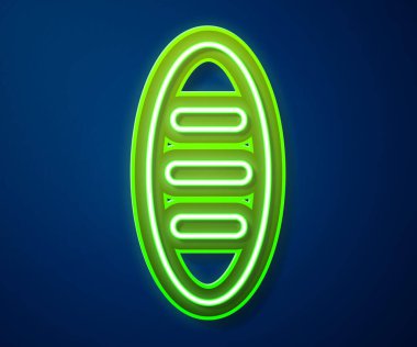 Parlayan neon hattı ekmek simgesi mavi arkaplanda izole edildi. Vektör