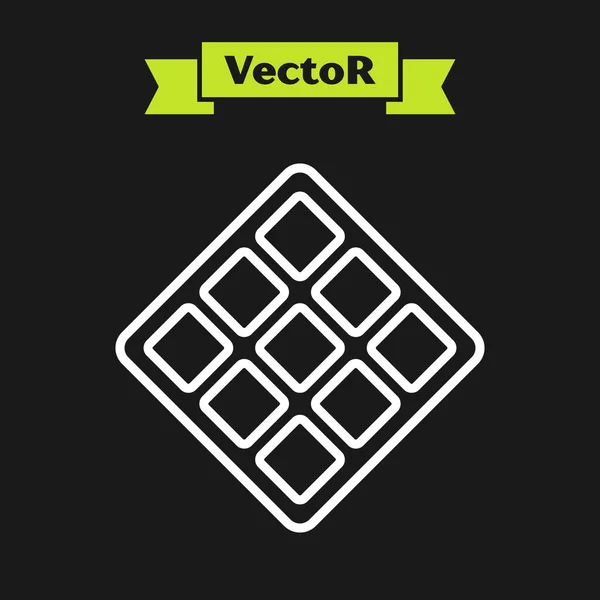 Línea blanca Icono de gofre aislado sobre fondo negro. Vector — Vector de stock