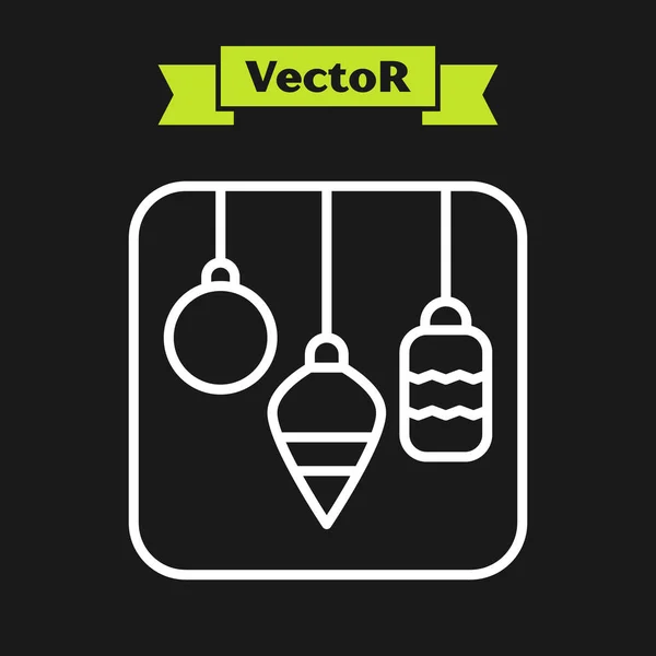 Icono de luces de Navidad de línea blanca aislado sobre fondo negro. Feliz Navidad y Feliz Año Nuevo. Vector — Vector de stock