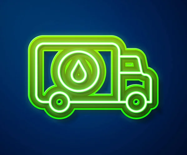 Ragyogó neon vonal vízvezeték szerelő szolgáltatás autó ikon elszigetelt kék háttérrel. Vektor — Stock Vector