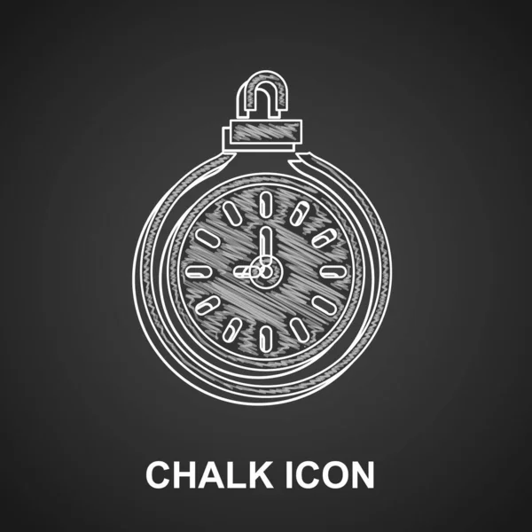 Chalk Pocket watch icon isolated on black background. Vector Stock Vector