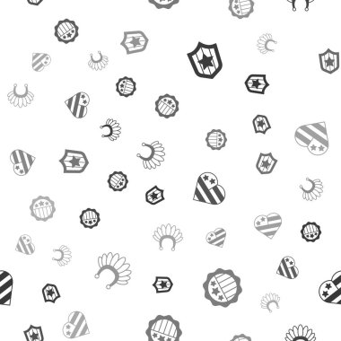 Kalkan 'ı yıldızlarla ayarla, Amerika' nın Bağımsızlık Günü, ve Hint başlığı tüyleri kusursuz desenli. Vektör