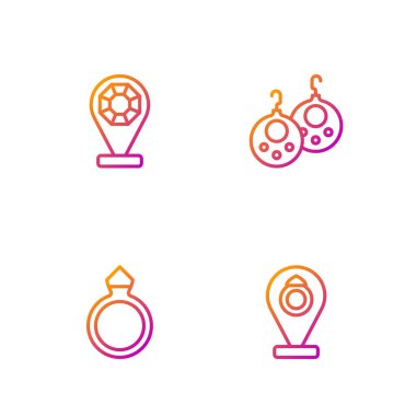 Mücevher mağazası, elmas nişan yüzüğü ve küpeler. Renk simgeleri. Vektör