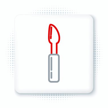 Satır Kesici araç simgesi beyaz arkaplanda izole edildi. Bıçakla bıçak dikmek. Renkli taslak konsepti. Vektör